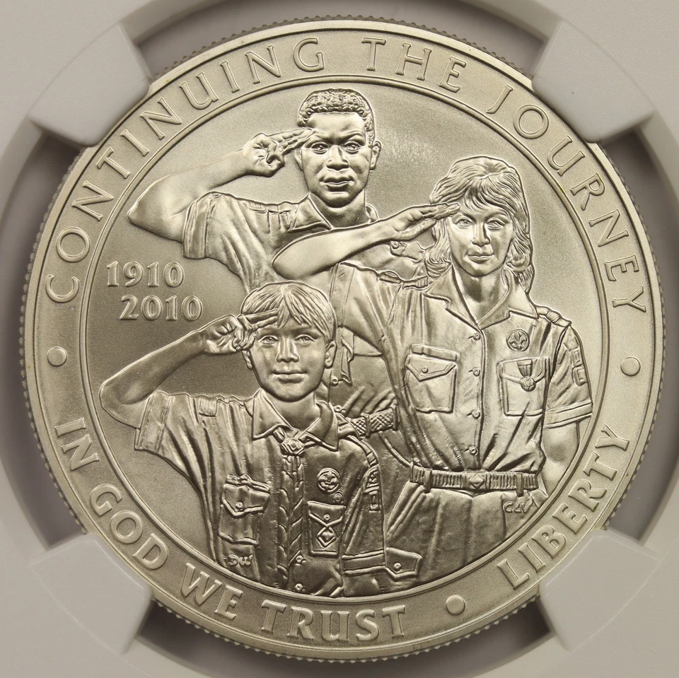 2010-P Boy Scouts of America Silver Modern Commemorative Dollar $1 MS 70 NGC - Image 3 of 4