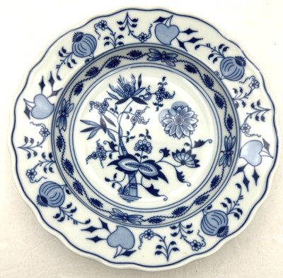 Zwiebelmuster Blue Onion Bohemia Rim Soup Bowl Czech Replacement Porcelain 8.25''