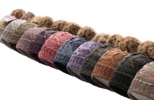 Women's Winter Fleece Fuzzy Lined Cable Knitted Pom Pom Multi Solid Color Beanie