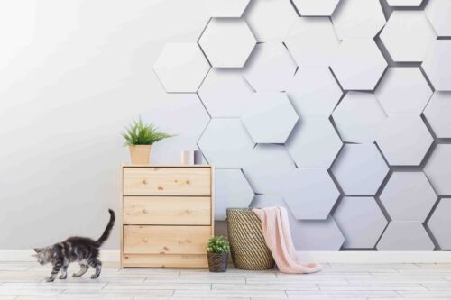 3D White Geometric Hexagon Wallpaper Wall Mural Removable Self-adhesive 104  | eBay