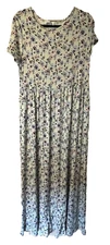 Cream & Sugar Floral Ankle Length Dress Womens Sz Large Pre-owned