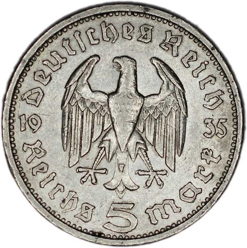 GERMANY coin 5 Reichsmark 1935 E VF+ Choice Very Fine