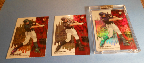 2002 Topps Pristine Jonny Gomes Gold Refractor 3 Card Lot 191 #'d/70, 1999 & 799 - Picture 2 of 11