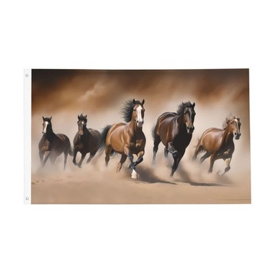 Horse Running In The Desert Flag 3x5 FT Double Sided Outside Large Banner, Do...