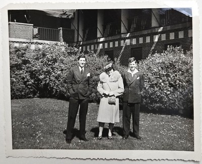Vintage Found Photo 1930s Photo Mother & Sons Downer Family Outside Detroit MI