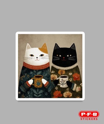 Cats and Coffee Cute 3  Decal Sticker FREE SHIPPING