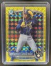2025 Bowman Draft Jesus Made Chrome Yellow Geometric Refractor #/75 Brewers
