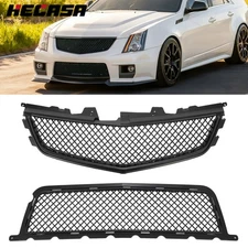 For Cadillac CTS-V 2008-2014 Front Upper Lower Grille Combo Black Grill 23345018
