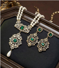 JEWELRY SET- Vintage Style Floral Faux Pearl and Rhinestone Encrusted Set