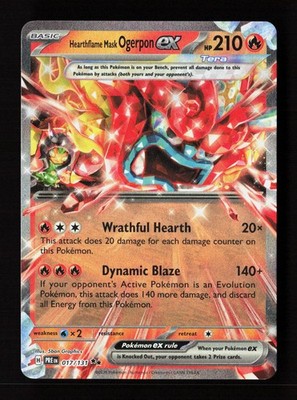 Hearthflame Mask Ogerpon ex 017/131 Holo Prismatic Evolutions Pokemon NM