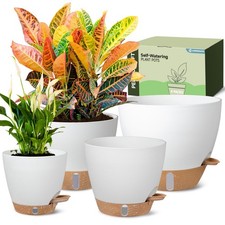 Self-Watering Pots for Indoor Plants 4 Pack, 6/8/10/12 Inch Outdoor Planters ...