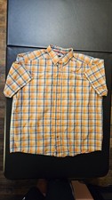 Ariat Pro Plaid Short Sleeve Button Down Shirt Mens XL Orange/White