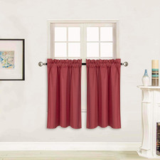 100 Blackout 2 Tiers Window Treatment Curtain Insulated Drapes Short Panels for