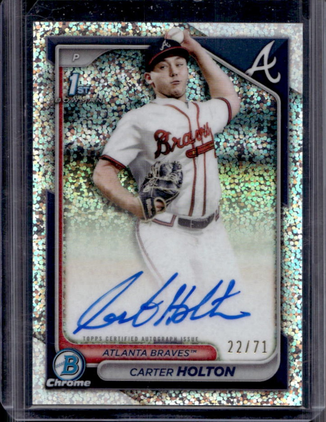 2024 Bowman Draft Carter Holton Chrome Auto Sparkles Refractor 1st #/71 Braves