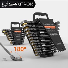 SPAITRON 8/12pc Flex-Head Ratchet Spanner Set 8-19mm 72T CR-V Wrench Kit