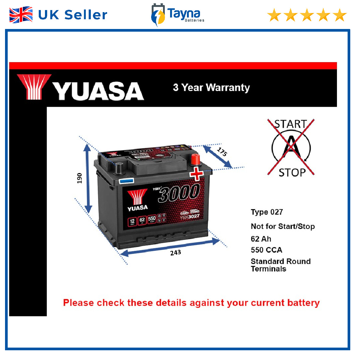 Battery fits LEXUS NX200t RX450h ES300H NX450h RZ450e NX350h NX300h 2.5 3.5 027