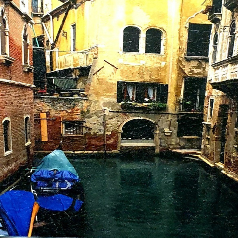 ROBERT GERTZ SIGNED Photo Art VENICE CANAL EXTRA-LARGE Framed (49. 5” X 30. 5”)