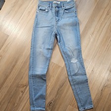 Levi's Women's Jeans Light Blue Denim Super Skinny Distressed Button Zip