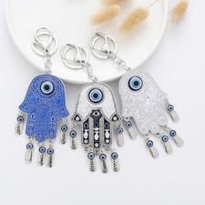 Charm Enamel Evil Eye Palm Tassels Pendant KeyChain Handbag Keyring Unisex Gift