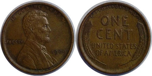 1909 1C Lincoln Wheat Cent AU