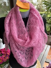 Handgestricktes Tuch Dreieckstuch Schal Mohair-Seide Handarbeit Sommer Farben