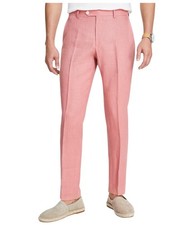 Tommy Hilfiger Mens Modern fit Linen Dress Pants 36 / 32 Light Red Solid
