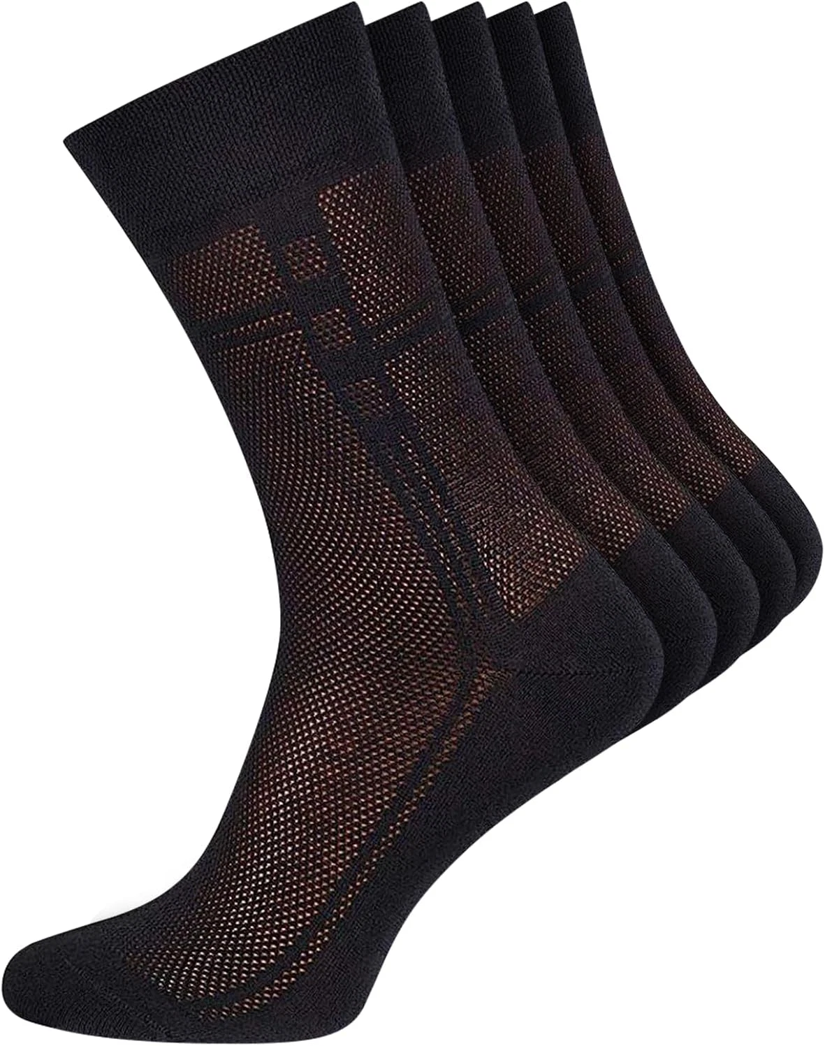 Duna 5 Pairs Cotton Mens Dress Socks - Ultra Thin Breathable 13-15, Black