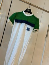 USED PRADA RUFFLE DESIGN SHORT SLEEVE MINI DRESS, SIZE GOOD