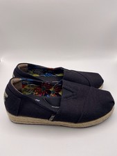 Skechers Bobs Sz.8.5 Black Memory Foam Espadrilles Wedge Comfort Shoes