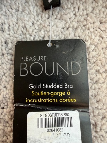 Pleasure Bound BH Neu Größe 38 D Gold Nieten Cosplay Schwarz Verziert Y2K Sexy - Bild 8 von 9