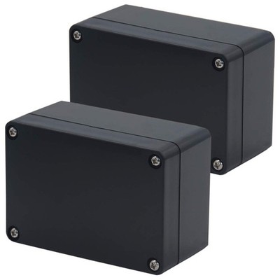 2 Pack Project Box ABS Plastic Black Electrical Boxes IP65 Waterproof DIY Ele...