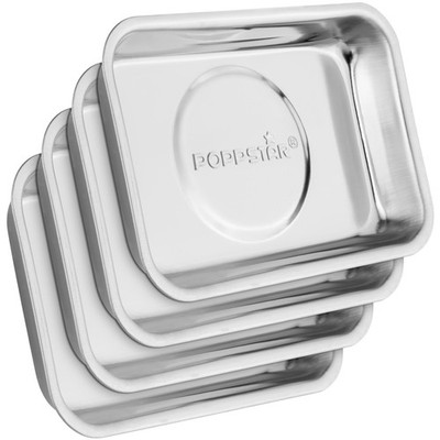 Poppstar 4 Magnetschalen Set, rechteckig (9,3 x 6,5 cm), Edelstahl