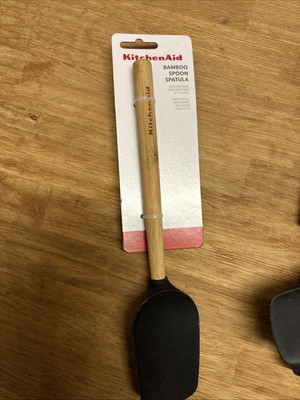 KitchenAid KitchenCraft Bambus Löffel Spatel mit Silikonkopf Neu in OVP