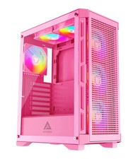 Hydra Pink Mid Tower PC Case with ARGB Fans High Performance Cooling and Cabl...