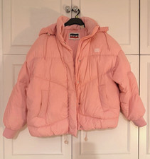 Levi's Performance Pink Hooded Padded Puffer Jacket Zip Logo Size M