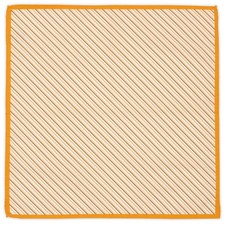RODA Handmade Orange-White Striped Cotton Pocket Square NEW 32cm x 32cm