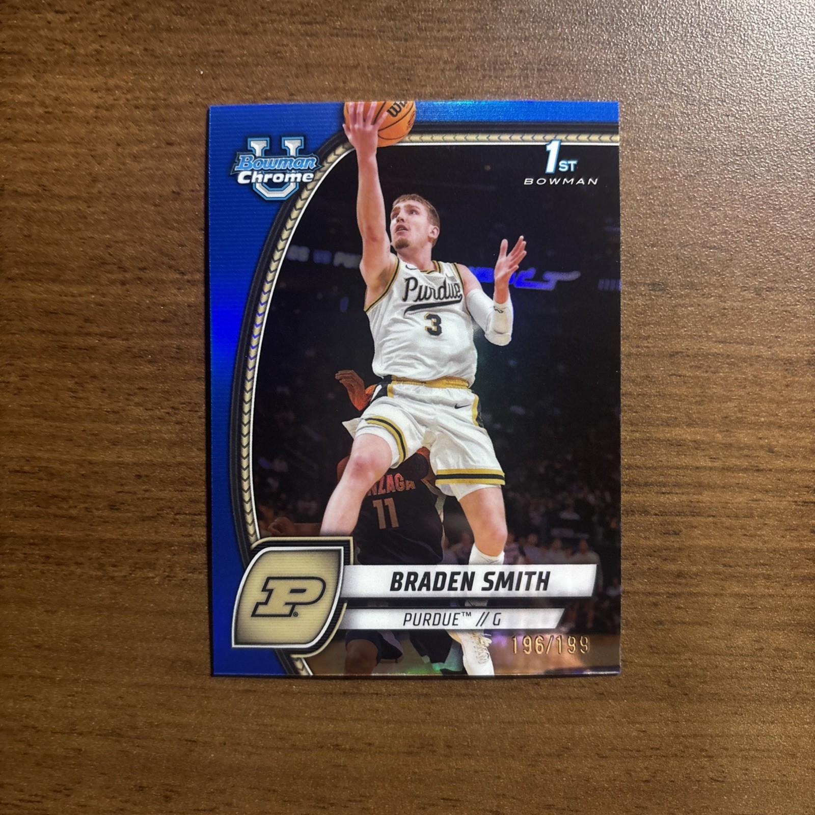 2024-25 Bowman U Chrome BRADEN SMITH Blue Refractor #/199 Purdue 1st Bowman #12