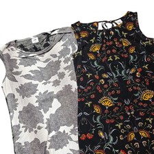 Cabi XS 2 Sleeveless Tank Top Bundle Black Floral & Gray & White Blouse