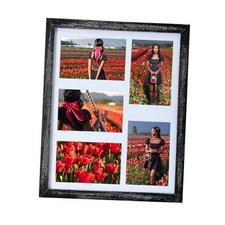Picture Frames Collage Wall Decor Wood Collage 11"x14"- 5 open 4x6 Black