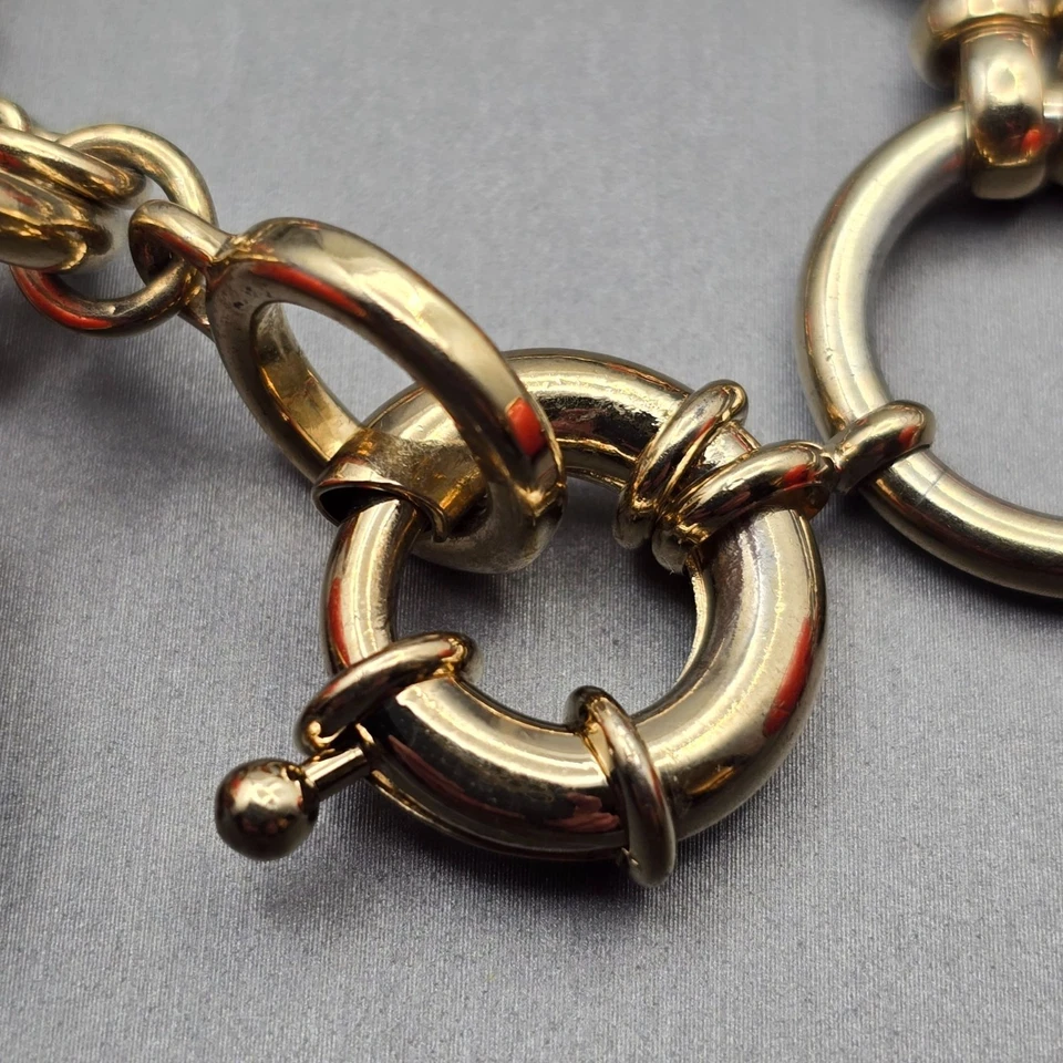 J. Pulsera Crew Gruesa Pasarela Naranja Lucite Bola 7" Anillos Chapados en Oro Declaración Foto 3 de 4