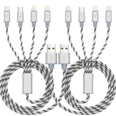 2Pack Multi Charging Cable 3.5A, 10Ft 4 in 1 Long Multiple Fast Charger Cable...
