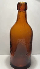 RARE 1893 PETER STUMPF STREET ADDRESS RICHMOND VIRGINIA BLOB AMBER BEER BOTTLE