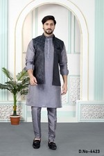 3 Pc Indian Mens Wedding Bollywood Party Wear Traditional Wear Kurta Payjama