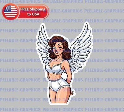 Sexy Pin Up Girl Angel Wings Pinup 3.5'' Vinyl Decal Sticker H