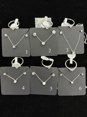 925 Silver Moissanite Round Shape Jewelry Set Pendant Earrings Ring Gift