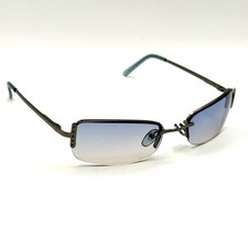 Fashion Rimless Oval Sunglasses Silver Metal Designer Frame Blue Gradient Lenses