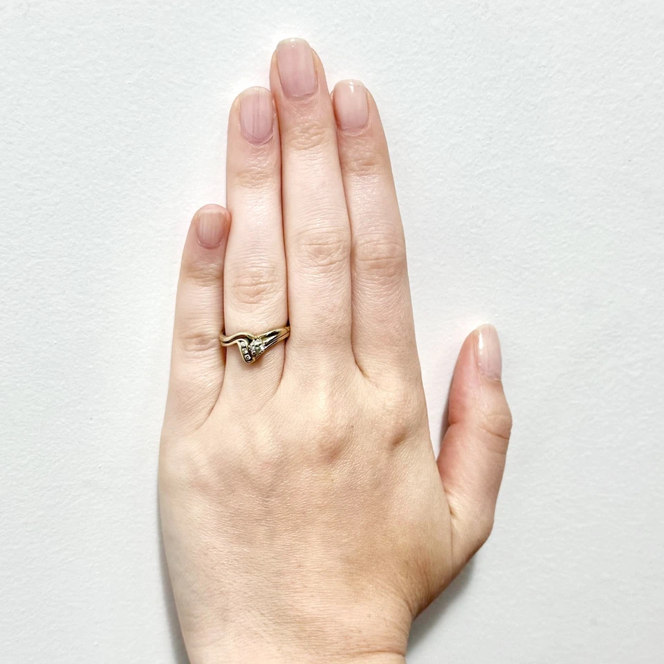 Vintage 14K Diamond Engagement Ring Set - 14K Yellow Gold Diamond Solitaire Ring - Image 2 of 4