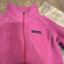 Columbia Girls Pink Fleece Full Zip Jacket with Pockets Size M 10/12 