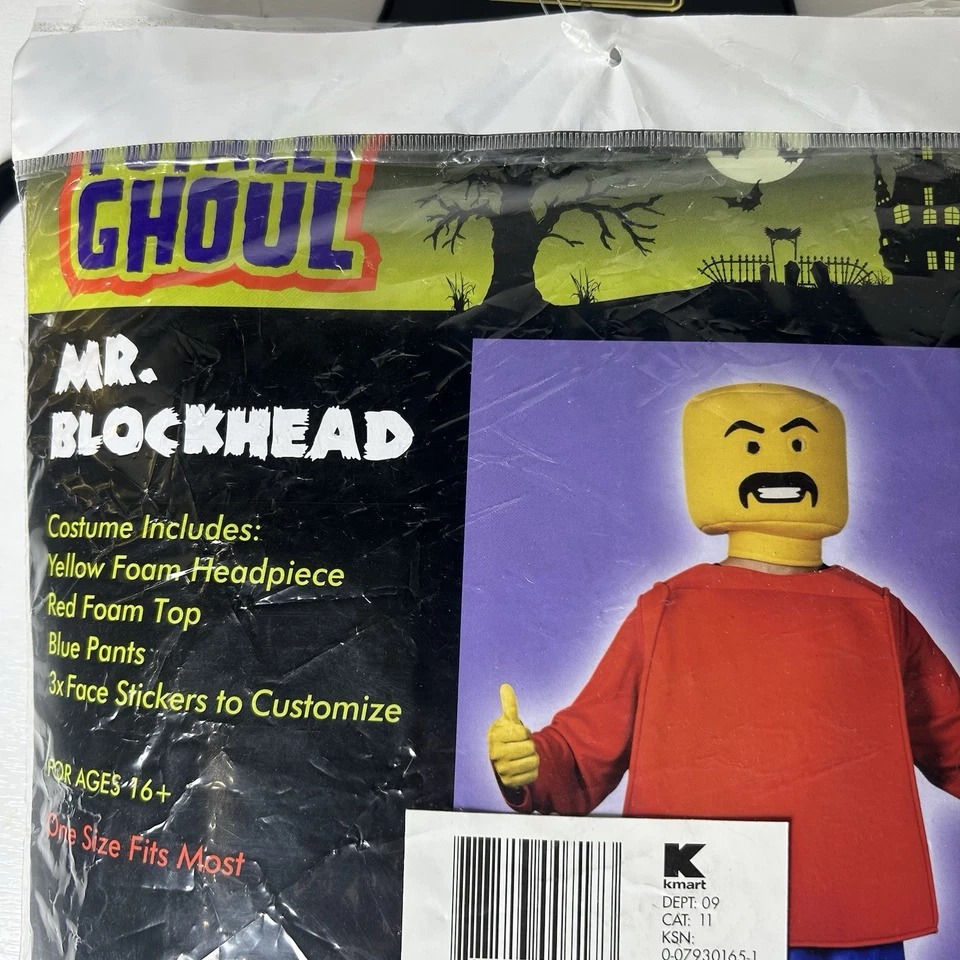 Lego Hombres Mr. Blockhead Totally Ghoul Halloween Disfraz Talla Única 16+ Nuevo Foto 3 de 4