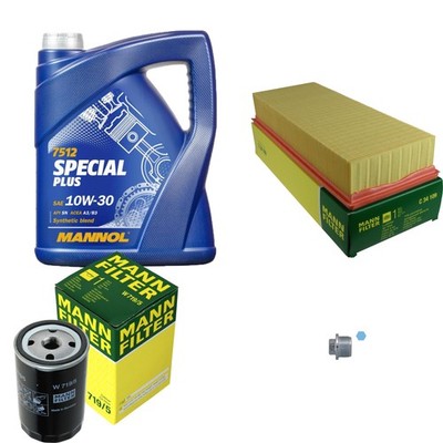 MANN-FILTER Inspektionspaket MANNOL 5 L 10W-30 Special Plus für Audi 80 1.8 S
